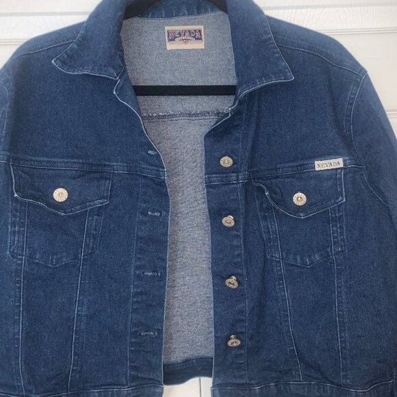 Vintage Nevada Jeanswear Jean Jacket Dark‎ Wash Denim Button Up  Size Medium - Picture 3 of 6